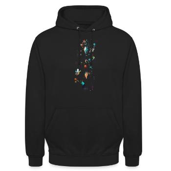 sterne, zeichnung, illustration,schaukel,schaukeln - Unisex Hoodie - Schwarz - Vorne - Alina (178cm) & Michal (187cm)