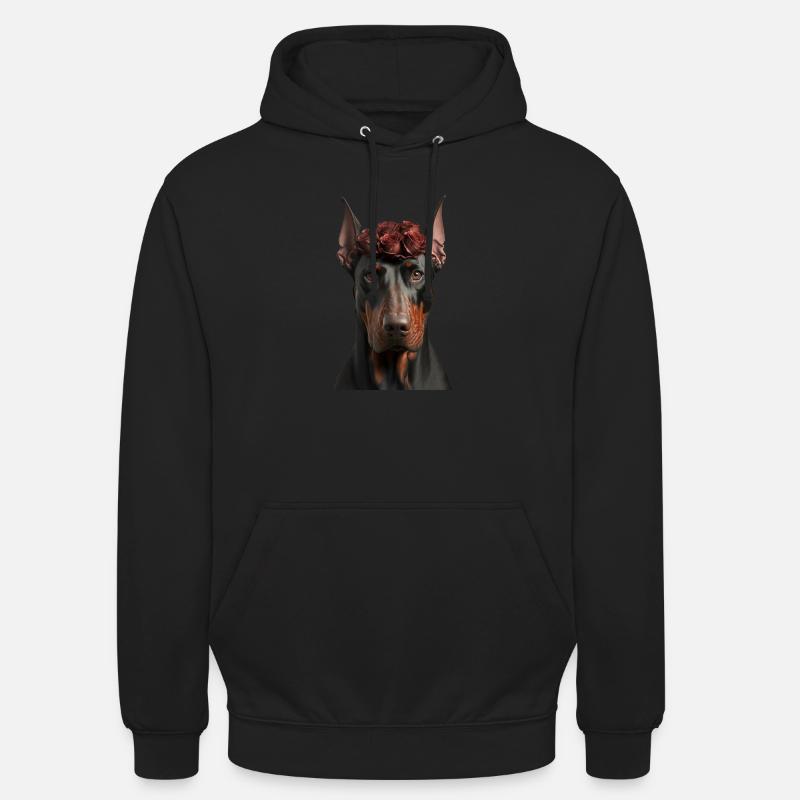 Doberman Saint-Valentin - Sweat-shirt à capuche unisexe - noir