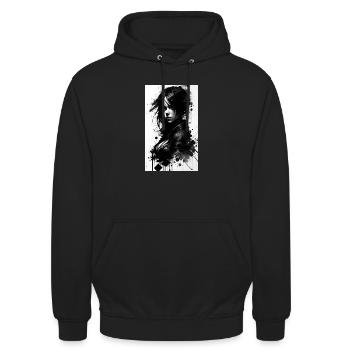 Frau | Gesicht | Mädchen | Anime - Unisex Hoodie - Schwarz - Vorne - Alina (178cm) & Michal (187cm)