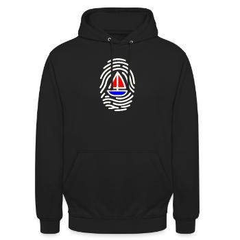 Fingerabdruck Segelboot Design - Unisex Hoodie - Schwarz - Vorne - Alina (178cm) & Michal (187cm)