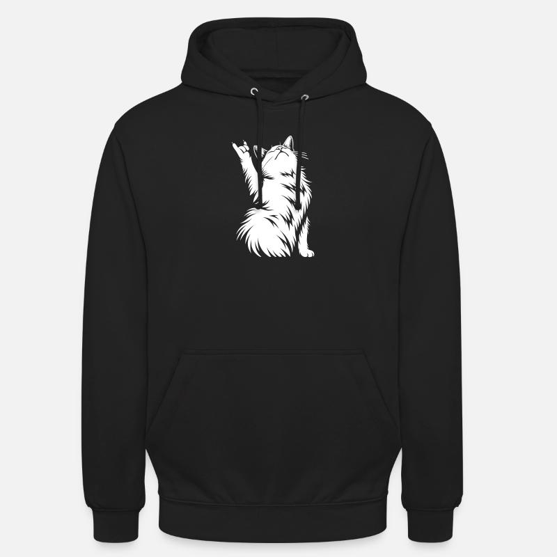 Rock Katze – Devil Horns Silhouette - Unisex Hoodie - Schwarz