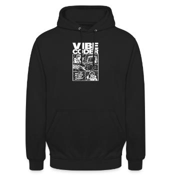 Vibe Coder Magie durch Kopieren Comic - Unisex Hoodie - Schwarz - Vorne - Alina (178cm) & Michal (187cm)