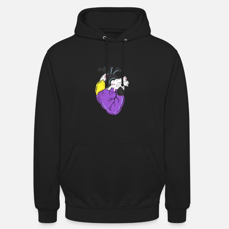 Nonbinary Pride Herz Nonbinary Pride - Unisex Hoodie - Schwarz