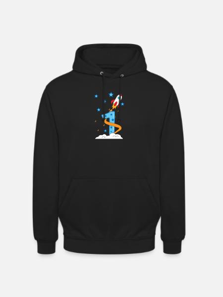 1. Anniversaire bébé enfant fusée - Sweat-shirt à capuche unisexe - noir