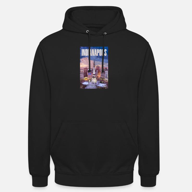 La silhouette d’Indianapolis au Monument Circle - Sweat-shirt à capuche unisexe - noir