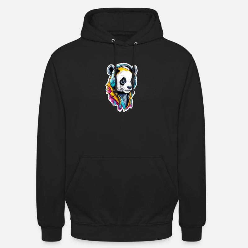 Panda - Sweat-shirt à capuche unisexe - noir