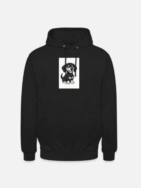Happy dachshund black and white - Unisex Hoodie - black