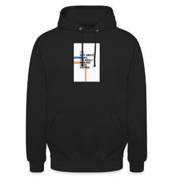 Ideas Happen – Reduziertes Typo Design - Unisex Hoodie - Schwarz - Vorne - Alina (178cm) & Michal (187cm)