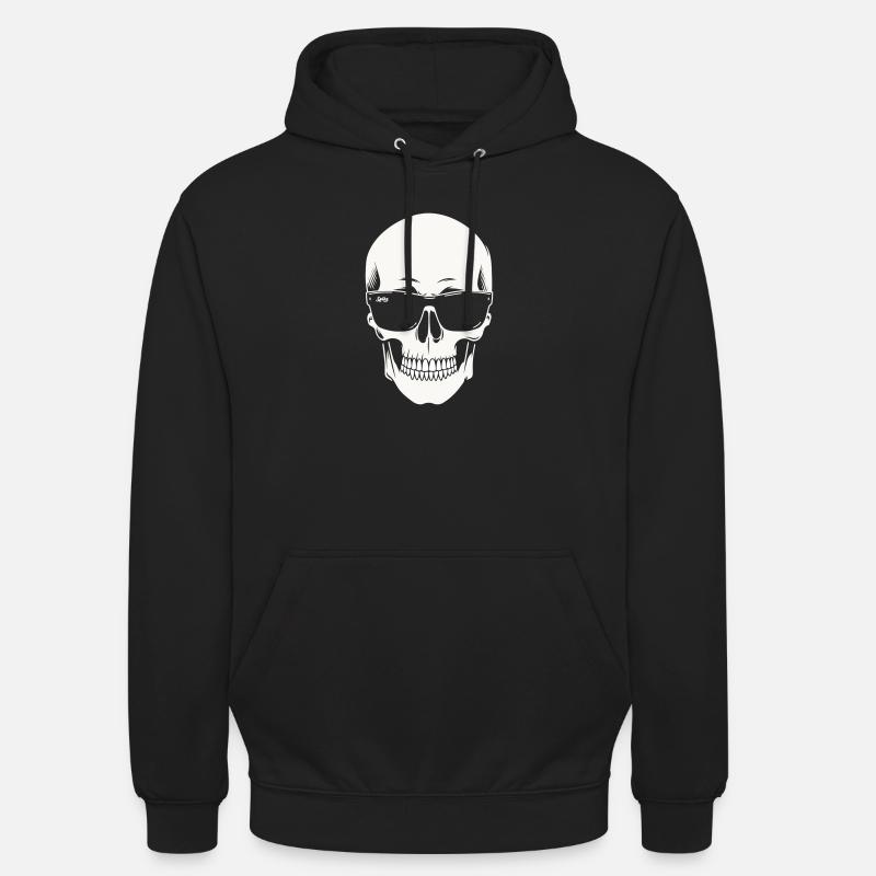 Skeleton with sunglasses in black and white vector - Unisex Hoodie - black