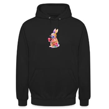 Bunny Heart Cute - Unisex Hoodie - black - Front - Alina (178cm) & Michal (187cm)