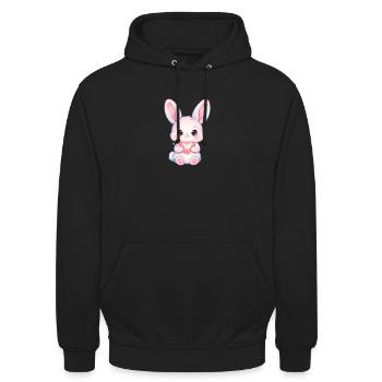 Delicate Rabbit with Heart Light - Unisex Hoodie - black - Front - Alina (178cm) & Michal (187cm)