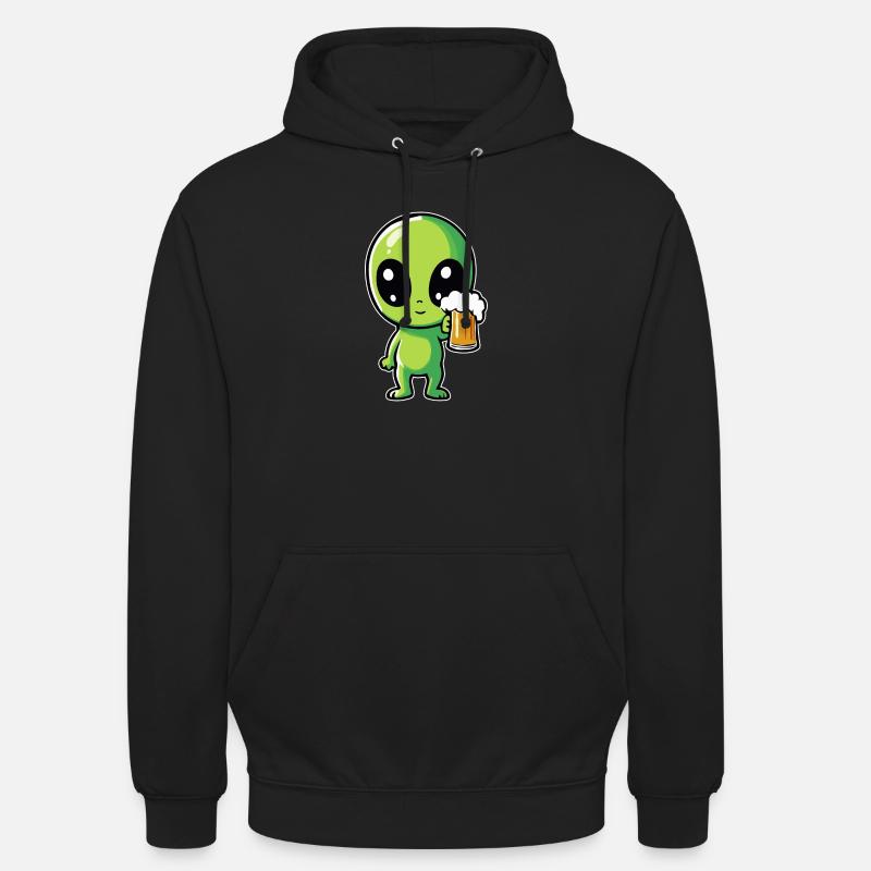 Alien mit Bier - Unisex Hoodie - Schwarz