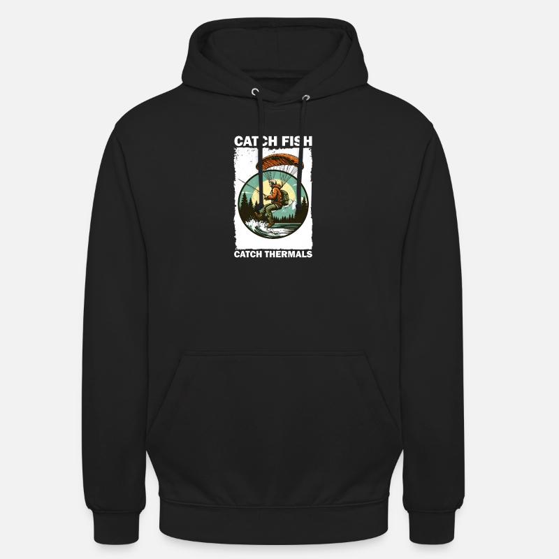 Adventurous angler with climbing board - Unisex Hoodie - black