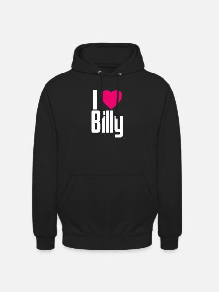 J’aime Billy Coeur Rose J’aime Billy - Sweat-shirt à capuche unisexe - noir