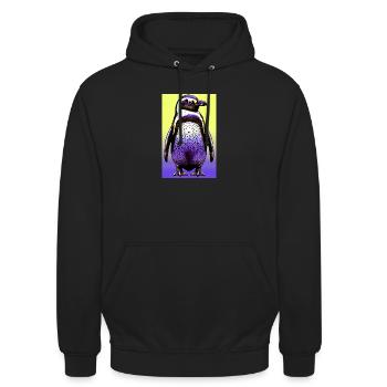 penguin - Unisex Hoodie - black - Front - Alina (178cm) & Michal (187cm)