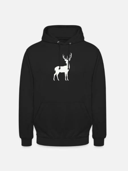 Hirschsilhouette im Mondlicht - Unisex Hoodie - Schwarz