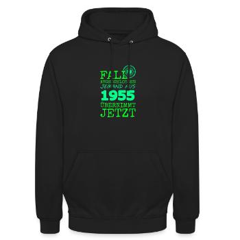 achevé en 1955 - Sweat-shirt à capuche unisexe - noir - Devant - Alina (178cm) & Michal (187cm)