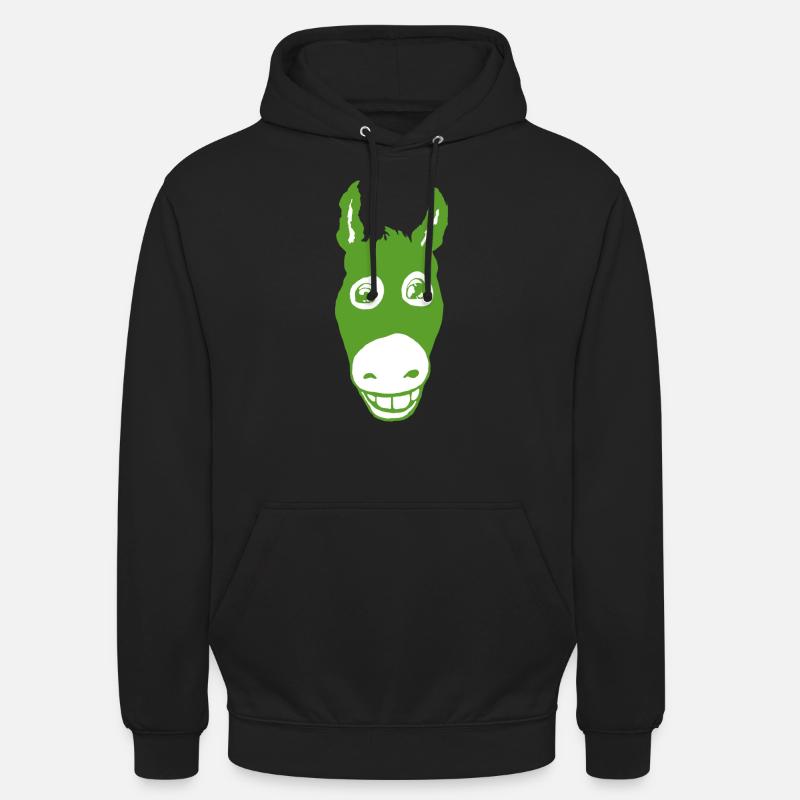 Vert âne souriant - Sweat-shirt à capuche unisexe - noir