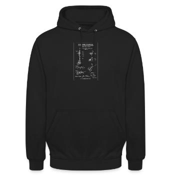 Vintage Angelgerät-Blaupause - Unisex Hoodie - Schwarz - Vorne - Alina (178cm) & Michal (187cm)