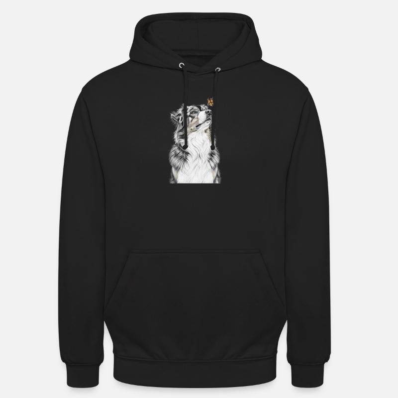 Aussie blickt Schmetterling Australian Shepherd - Unisex Hoodie - Schwarz