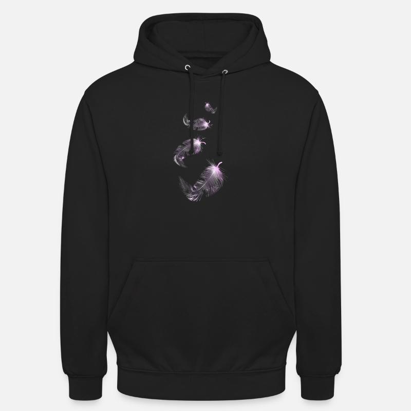 quatre plumes roses douces - Sweat-shirt à capuche unisexe - noir