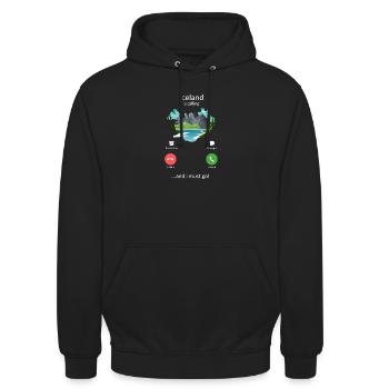 Iceland Is Calling And I Must Go Travel Art - Unisex Hoodie - black - Front - Alina (178cm) & Michal (187cm)