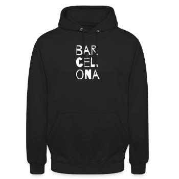 Barcelona Vertical Lettering Design - Unisex Hoodie - black - Front - Alina (178cm) & Michal (187cm)