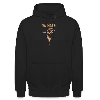 Mountain Sun Clouds - Hiking Motif - Unisex Hoodie - black - Front - Alina (178cm) & Michal (187cm)