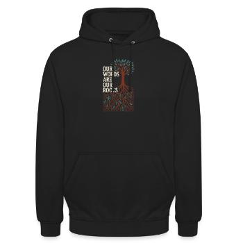 Revitalisation des langues autochtones Locuteurs natifs - Sweat-shirt à capuche unisexe - noir - Devant - Alina (178cm) & Michal (187cm)