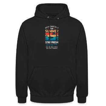 Summer Stay Fresh Surfing Vibes Graphic - Unisex Hoodie - black - Front - Alina (178cm) & Michal (187cm)