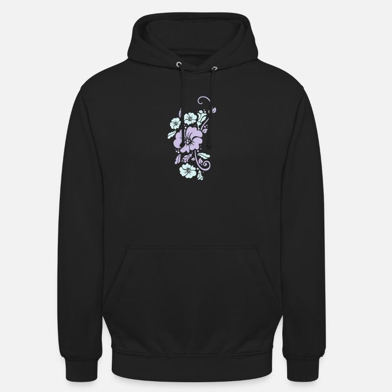 floral - Sweat-shirt à capuche unisexe - noir