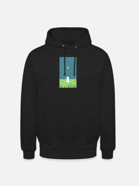 Cat and UFO - Unisex Hoodie - black