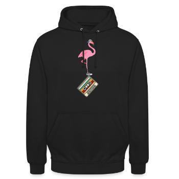 Flamingo Retro Music Cassette - Unisex Hoodie - black - Front - Alina (178cm) & Michal (187cm)