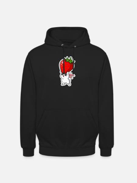 Erdbeere und Hase - Unisex Hoodie - Schwarz