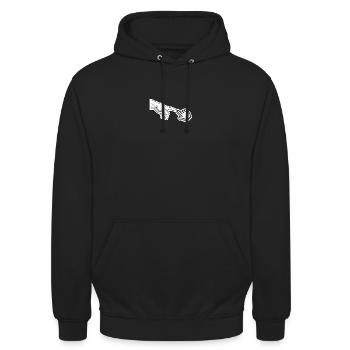 Pixel pointeur main art - Sweat-shirt à capuche unisexe - noir - Devant - Alina (178cm) & Michal (187cm)