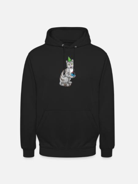 Cupcake d’anniversaire de chat - Sweat-shirt à capuche unisexe - noir