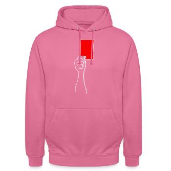 Carton Rouge Football Sport Avertissement Arbitre - Sweat-shirt à capuche unisexe - rose - Devant - Alina (178cm) & Michal (187cm)