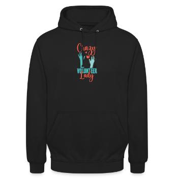 Appréciation du Bénévolat Volontaire Folle Bénévole - Sweat-shirt à capuche unisexe - noir - Devant - Alina (178cm) & Michal (187cm)