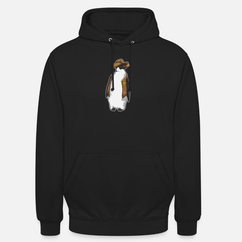 Penguin Sheriff Sheriff's Hat - Unisex Hoodie - black
