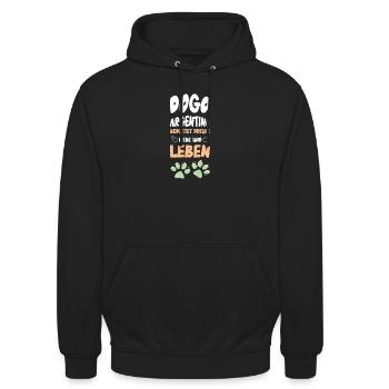 Dogo Argentino joie de vivre - Sweat-shirt à capuche unisexe - noir - Devant - Alina (178cm) & Michal (187cm)