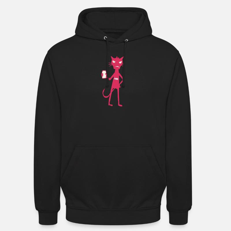Little Monsters: Punk Cat Neon Attitude - Unisex Hoodie - black