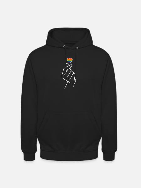 Pride Herz Regenborgen Fingerherz - Unisex Hoodie - Schwarz