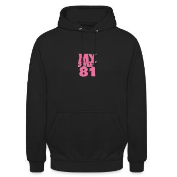 81 - Unisex Hoodie - Schwarz - Vorne - Alina (178cm) & Michal (187cm)
