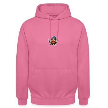 Dwarf with weapon - Unisex Hoodie - pink - Front - Alina (178cm) & Michal (187cm)