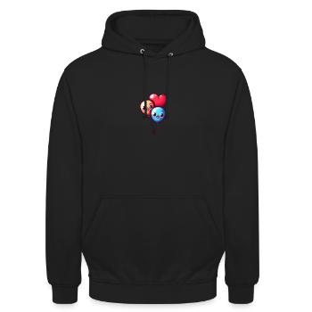 Ballon Herzen auch für Kinder und Geburtstage - Unisex Hoodie - Schwarz - Vorne - Alina (178cm) & Michal (187cm)