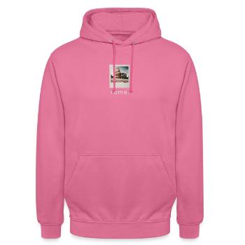 Kolosseum Rom Retro Foto - Unisex Hoodie - Pink - Vorne - Alina (178cm) & Michal (187cm)