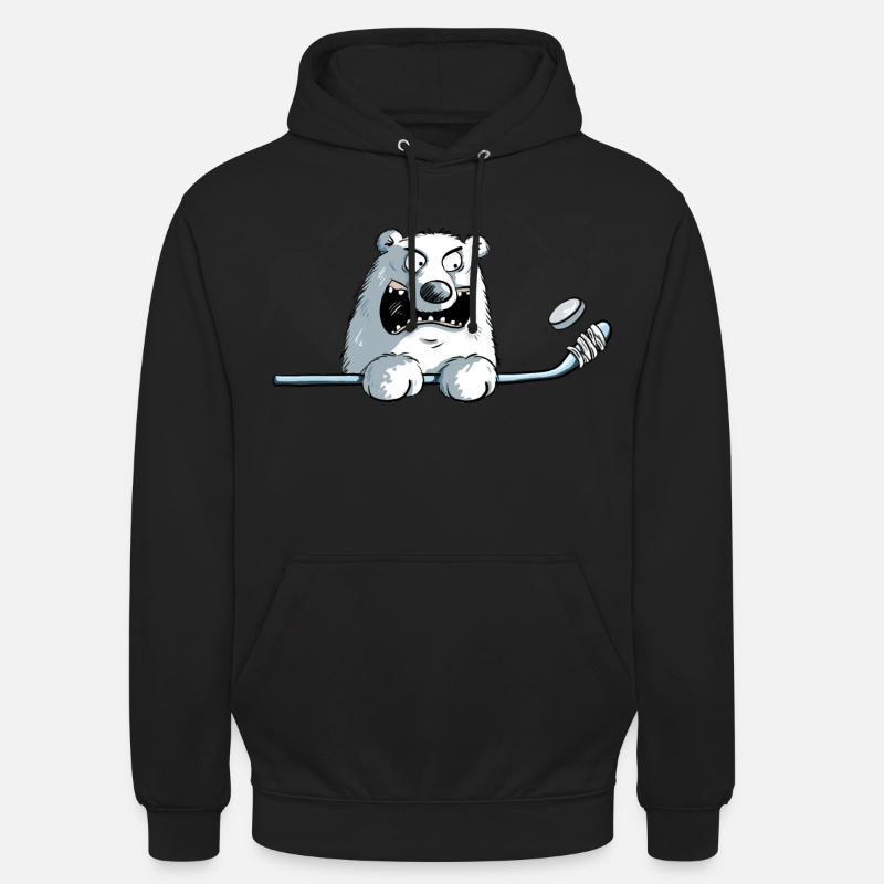 Cooler Eisbär Mit Eishockeyschläger I Eishockey - Unisex Hoodie - Schwarz