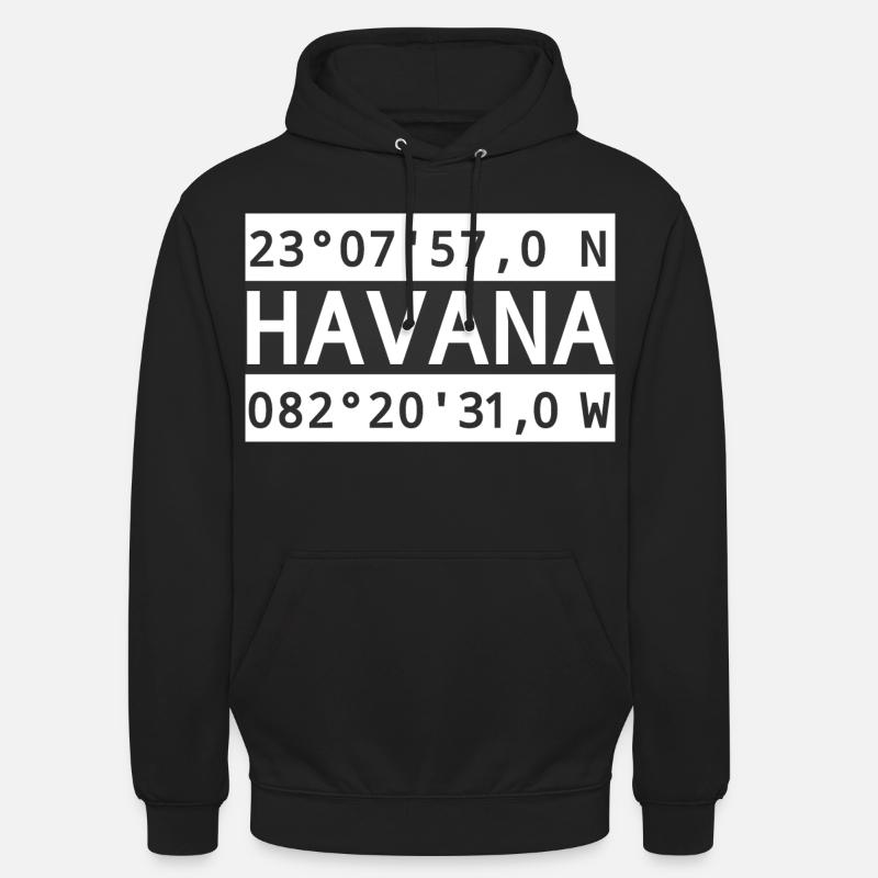 Coordonnées de La Havane - Sweat-shirt à capuche unisexe - noir