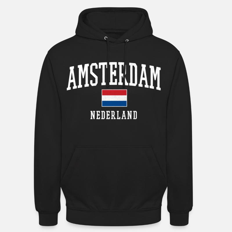 Projekt flagi Amsterdam NL - Bluza z kapturem typu unisex - czarny