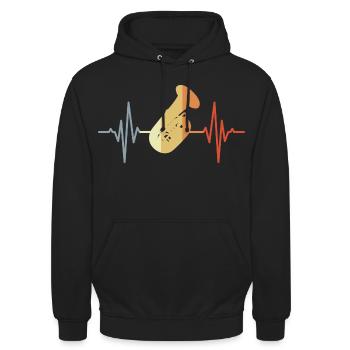Tuba Herzschlag - Unisex Hoodie - Schwarz - Vorne - Alina (178cm) & Michal (187cm)